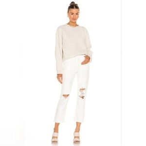 Agolde Riley Crop High Rise Straight Jeans, distressed White, size 28